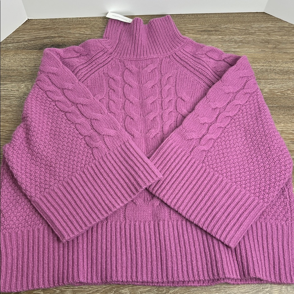 Banana Republic Cable-Knit Mock Neck Chunky Sweater in Mauve Rose (Size XL)